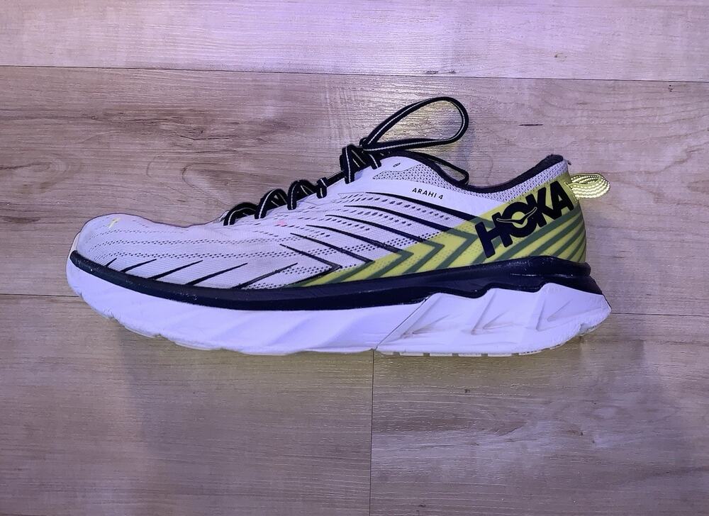 HOKA ONE ONE Arahi 4 Men’s Running Sneaker US 12 Breathable Mesh Gray/Yellow